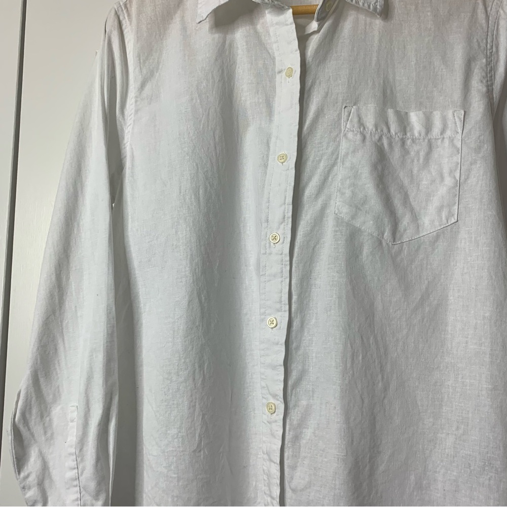 GAP The Easy Fit White Linen Blend Women’s Button-Down Shirt Size S - Picture 5 of 13